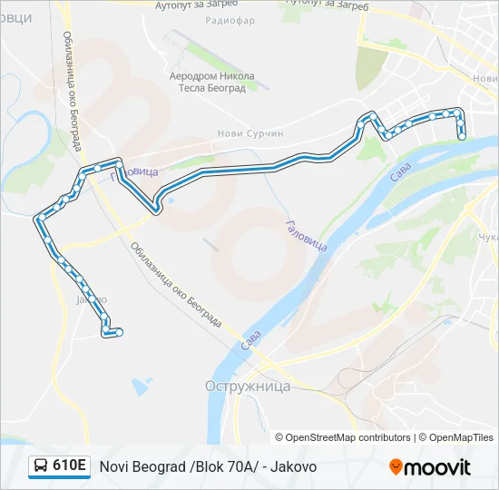 610E Bus Line Map