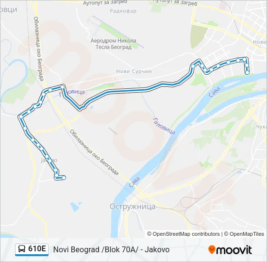 610E Bus Line Map