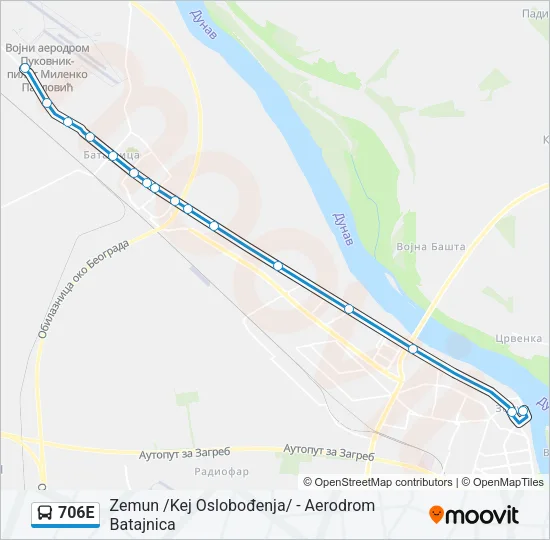 706E Bus Line Map