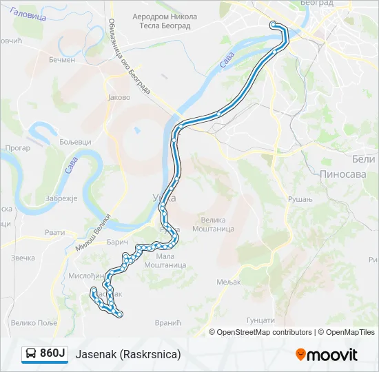 860Ј Bus Line Map