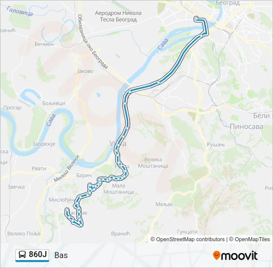 860Ј Bus Line Map