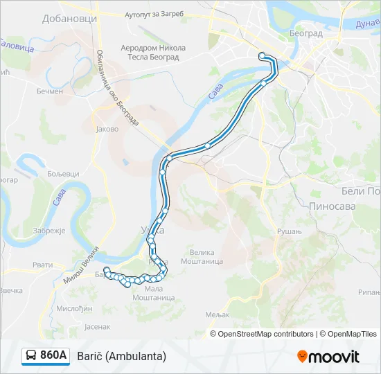 860А Bus Line Map