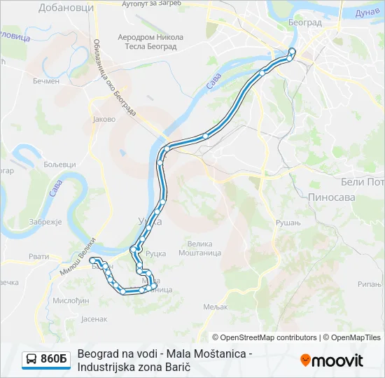 860Б Bus Line Map