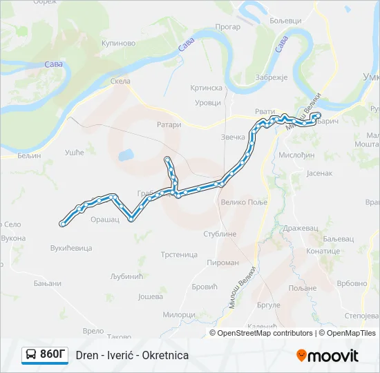 860Г Bus Line Map