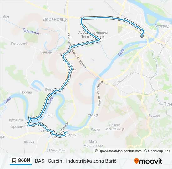 860И Bus Line Map