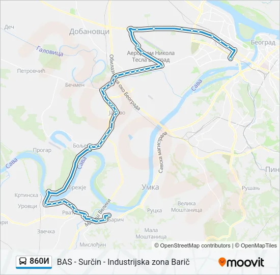 860И Bus Line Map