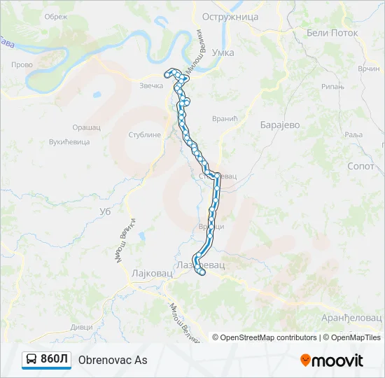 860Л Bus Line Map