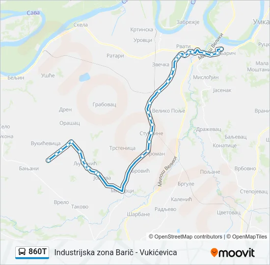 860Т Bus Line Map