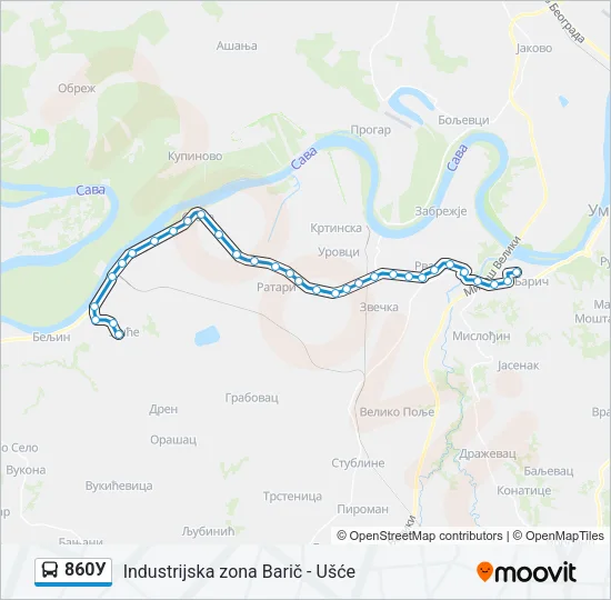 860У Bus Line Map