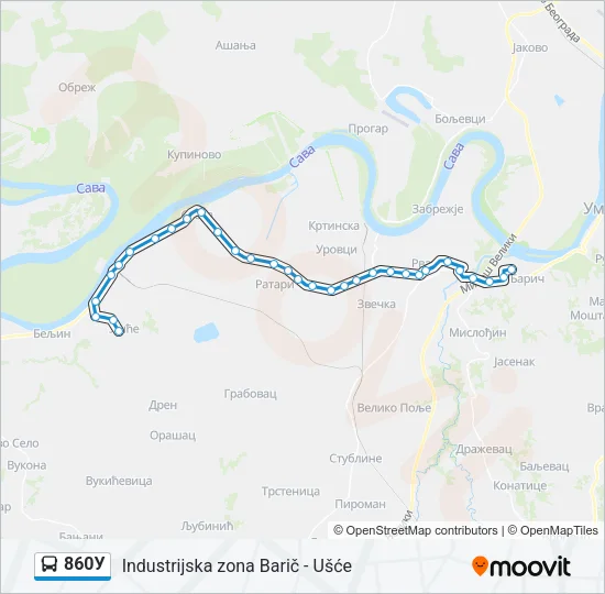 860У Bus Line Map