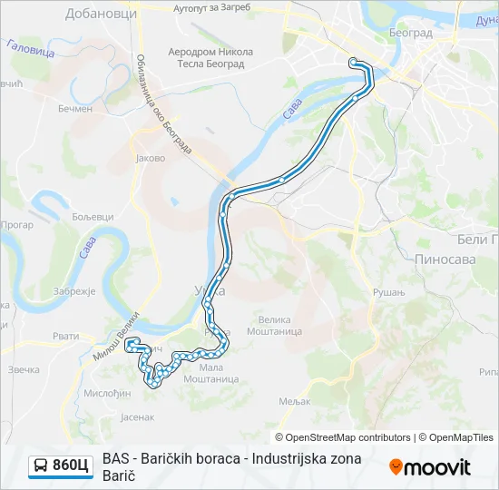 860Ц Bus Line Map