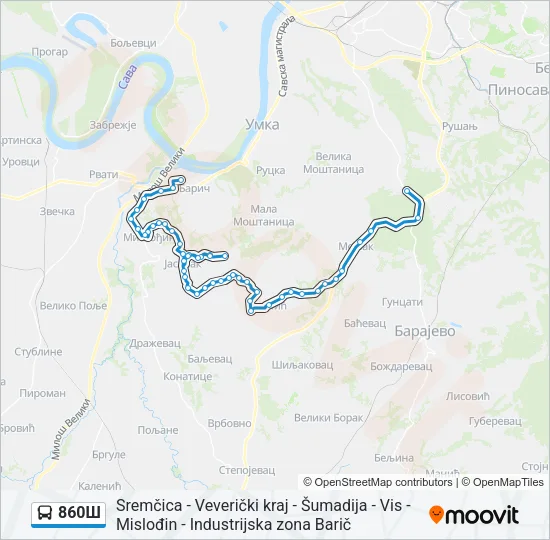 860Ш Bus Line Map