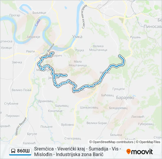 860Ш Bus Line Map