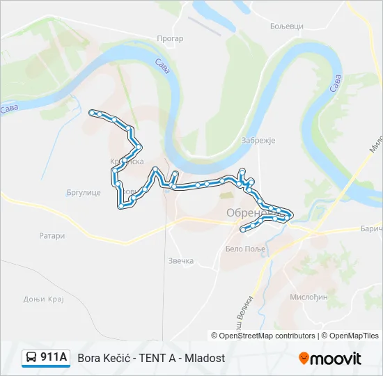 911А Bus Line Map