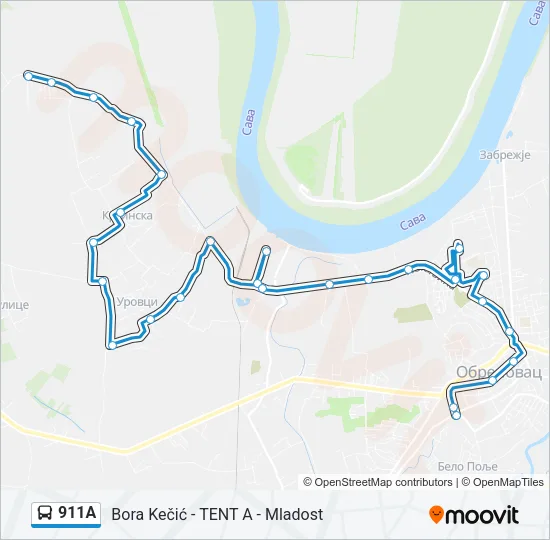 911А Bus Line Map