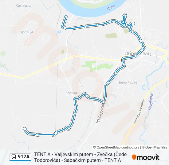 912А Bus Line Map