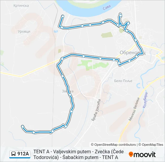 912А Bus Line Map