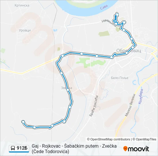 912Б Bus Line Map