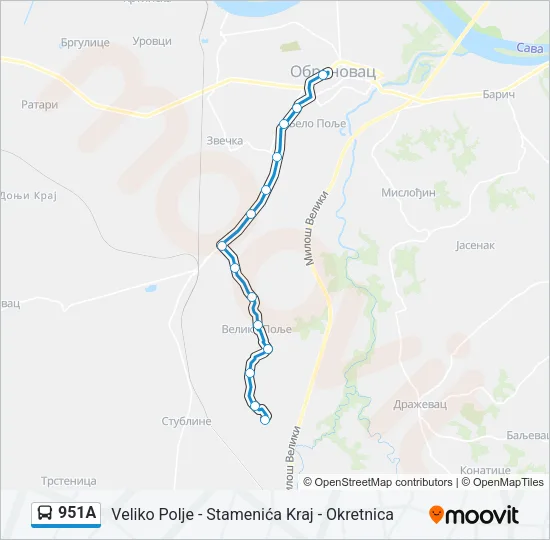 951A Bus Line Map