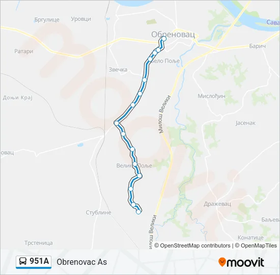 951A Bus Line Map
