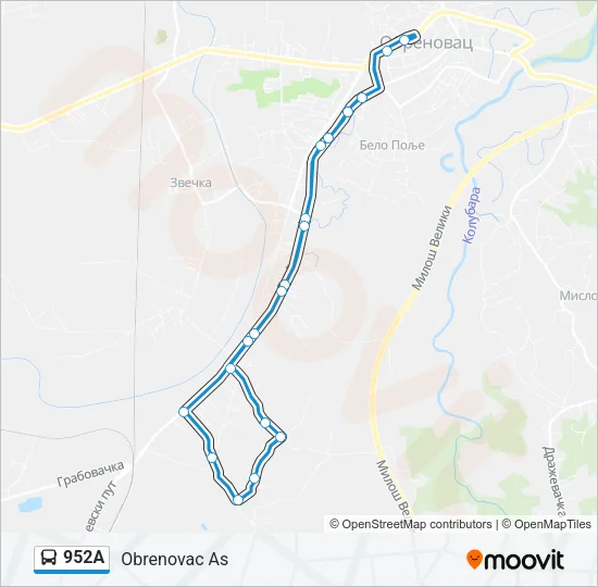 952A Bus Line Map