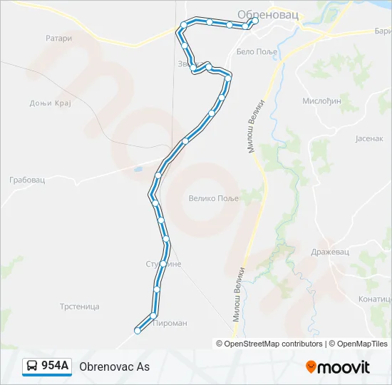 954А Bus Line Map