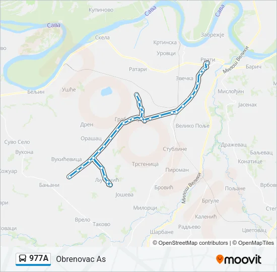 977А Bus Line Map