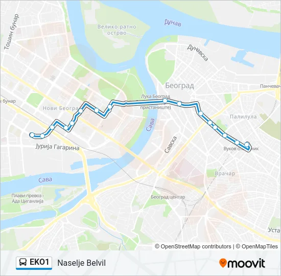 EKO1 Bus Line Map