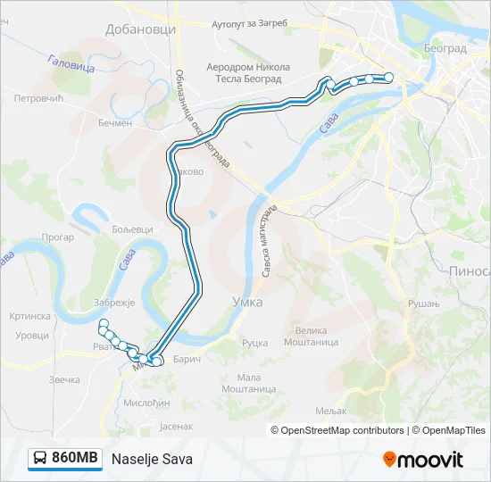 860МВ Bus Line Map