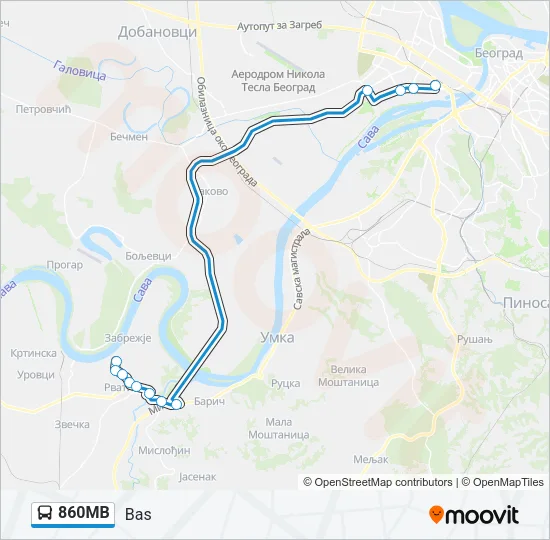 860МВ Bus Line Map