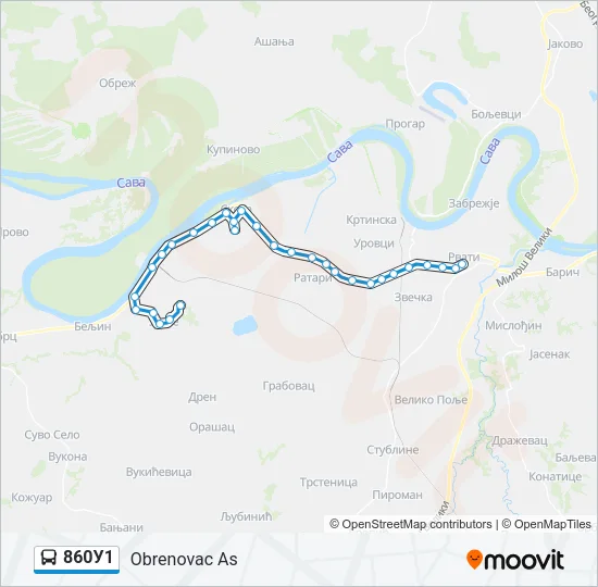 860У1 Bus Line Map
