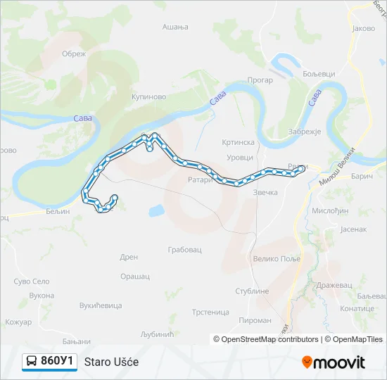 860У1 Bus Line Map