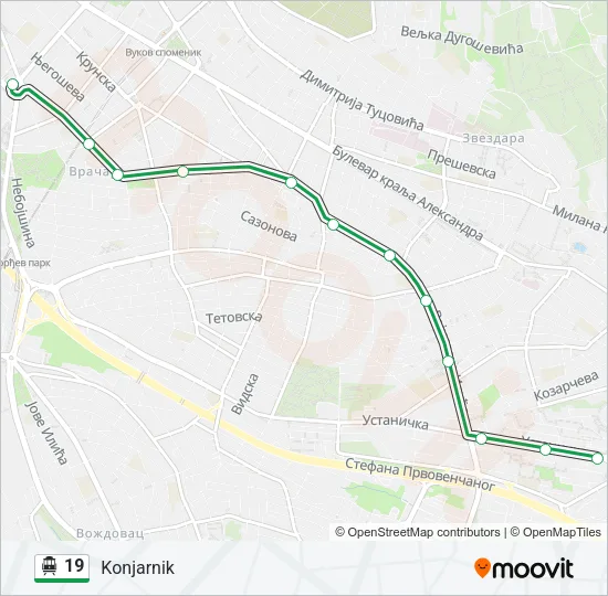 19 Trolleybus Line Map