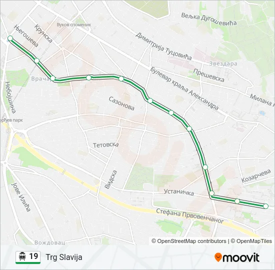 19 Trolleybus Line Map