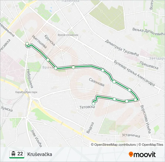 22 Trolleybus Line Map