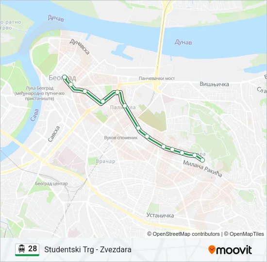 28 Trolleybus Line Map