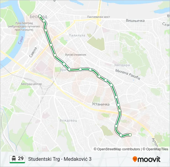 29 Trolleybus Line Map
