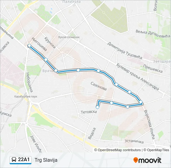22A1 Bus Line Map