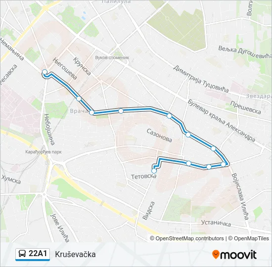 22A1 Bus Line Map