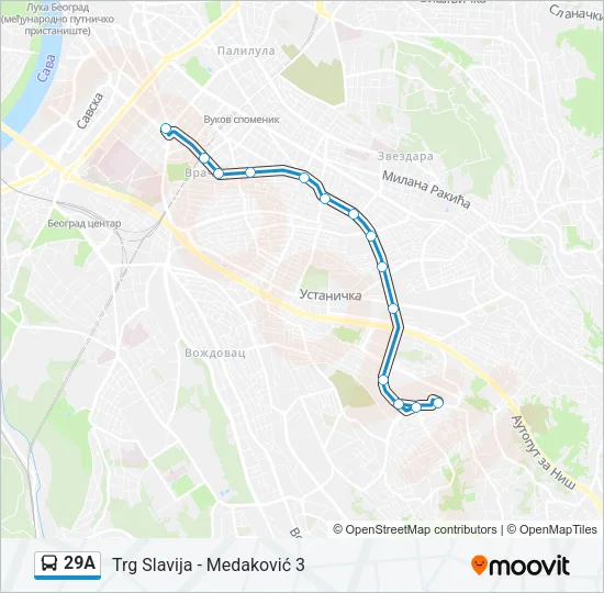 29A Bus Line Map
