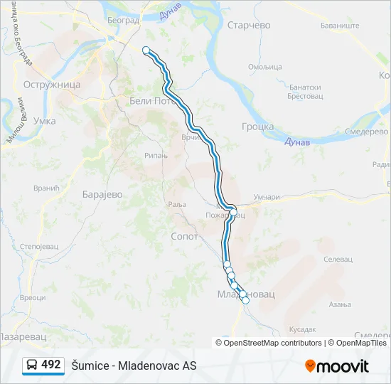 492 Bus Line Map