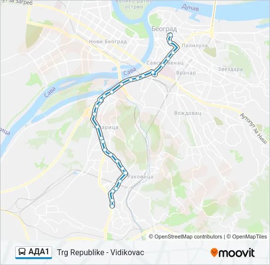 АДА1 Bus Line Map
