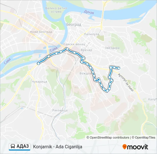 АДА3 Bus Line Map