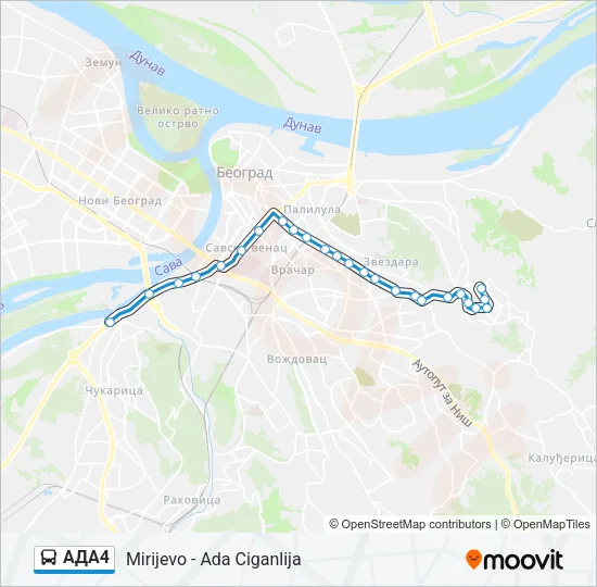 АДА4 Bus Line Map