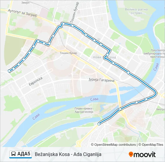 АДА5 Bus Line Map
