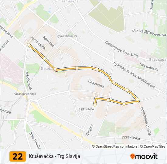 22 Trolleybus Line Map