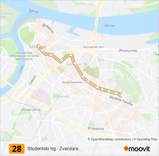 28 trolleybus Line Map