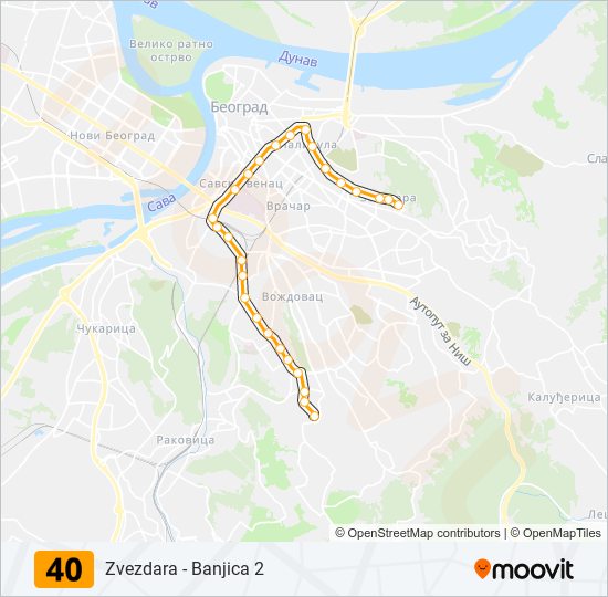 40 trolleybus Line Map