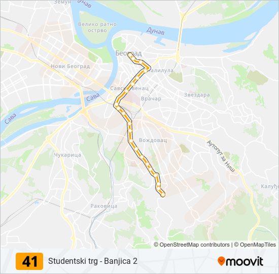 41 Trolejbus mapa linije