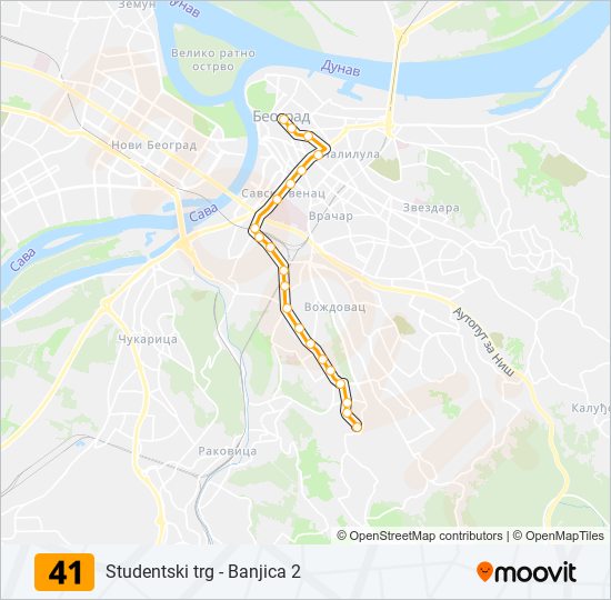 41 trolleybus Line Map